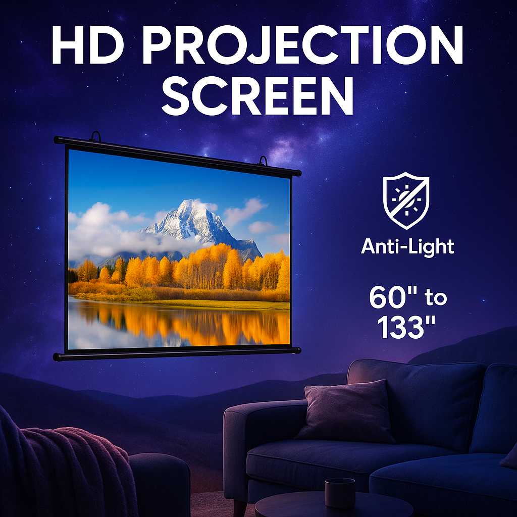 📽️ Écran de Projection HD Anti-Lumière 16:9 – Home Cinéma Ultra Clair (60" à 133")