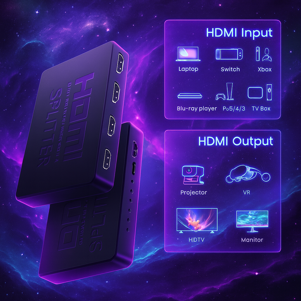 CozyVision™ Répartiteur HDMI 4K Ultra HD – 1 entrée vers 4 sorties
